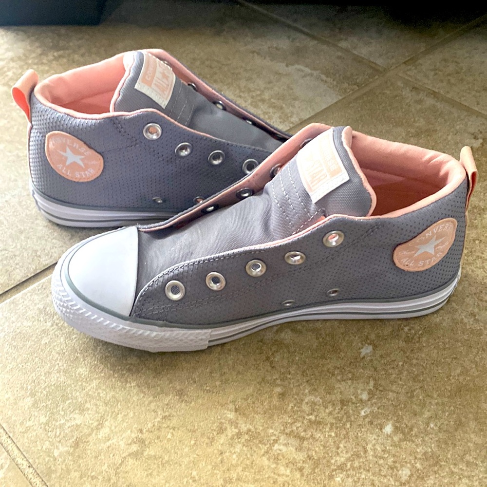 Girls Pink and Grey Converse Sneakers